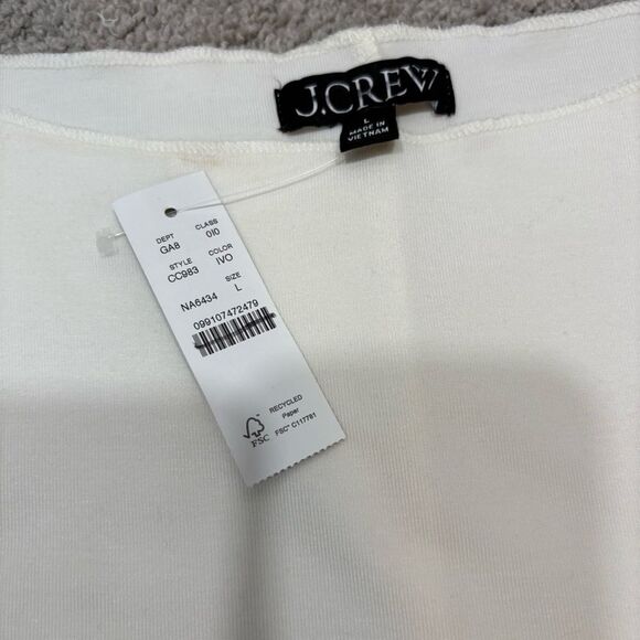 NWT J. Crew Ivory Refined Ribbed Shell Tank Size L - Picture 7 of 12